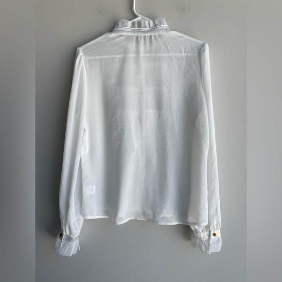 Story on button down lace bib long sleeve shirt - Picture 6 of 10